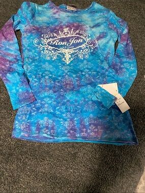 MV Sport Blue and Purple Tie-Dye Long Sleeve Graphic Tee